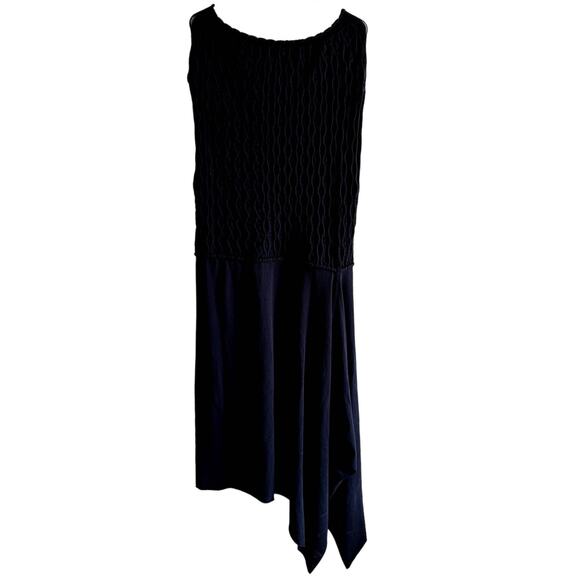 Sarah Pacini Asymmetrical Dress Sleeveless Embossed Detail Viscose Black 2 - Picture 1 of 5